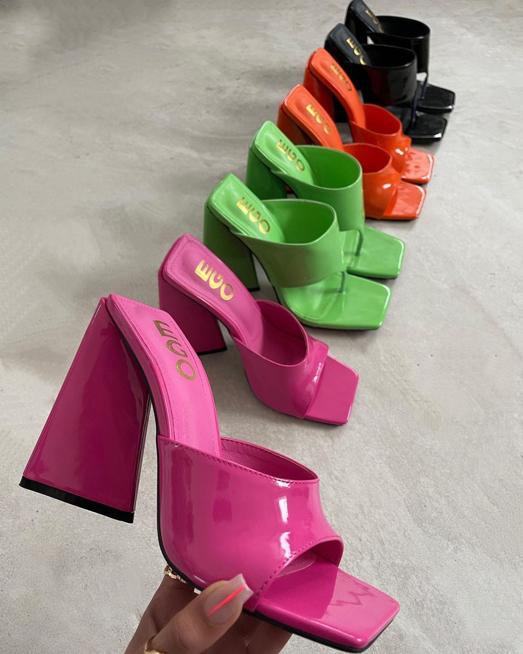 EGO neon green mule heels