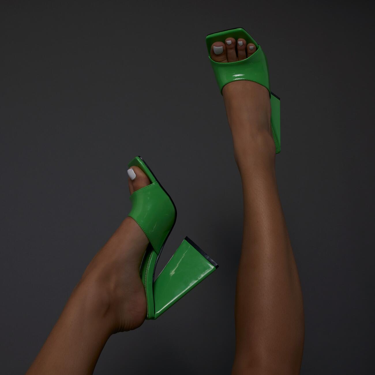 EGO neon green mules