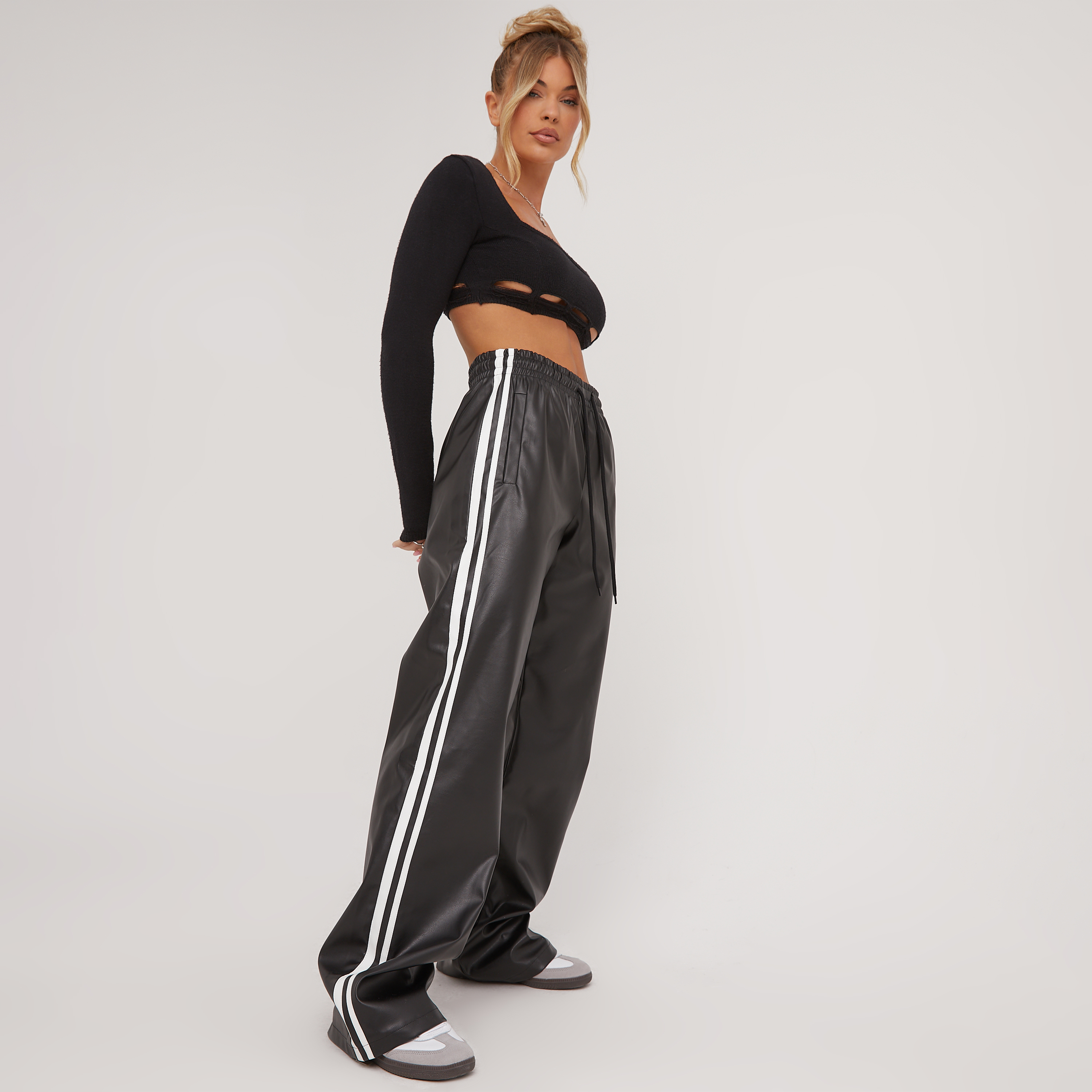 ASOS DESIGN Wide Leg Track Pants In Red With Contrast, $11, Asos