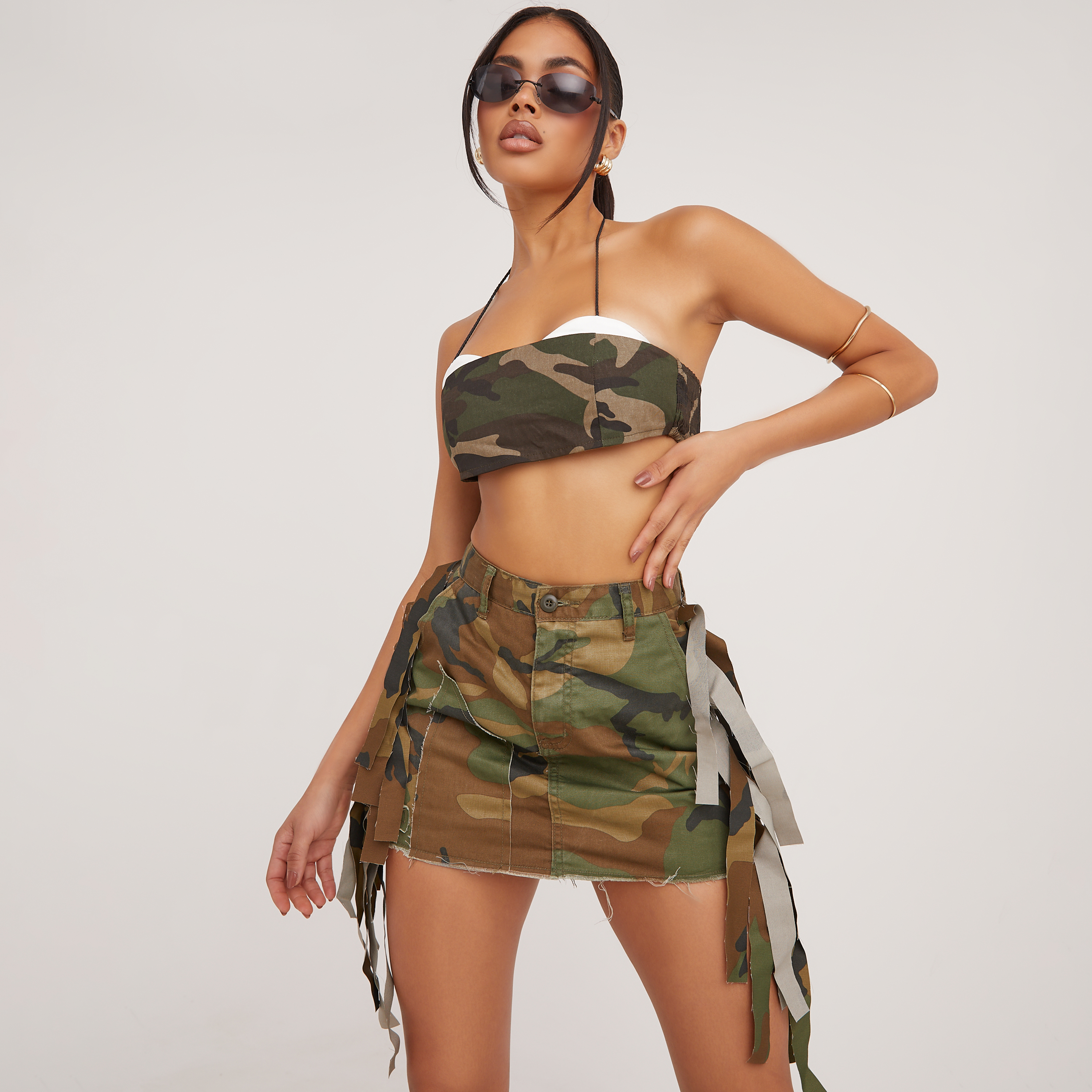 Camo mini skirt set sale