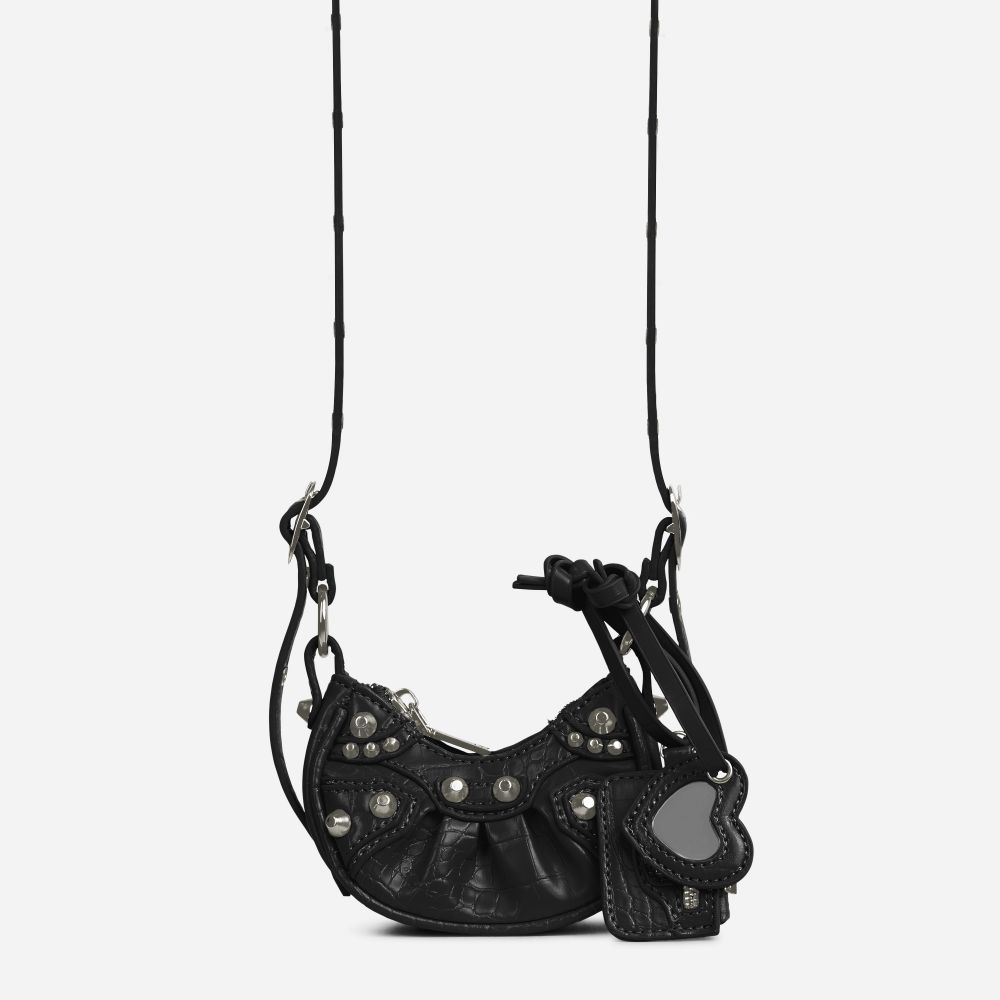 Celebrity-Baby Bag In Black Croc Print