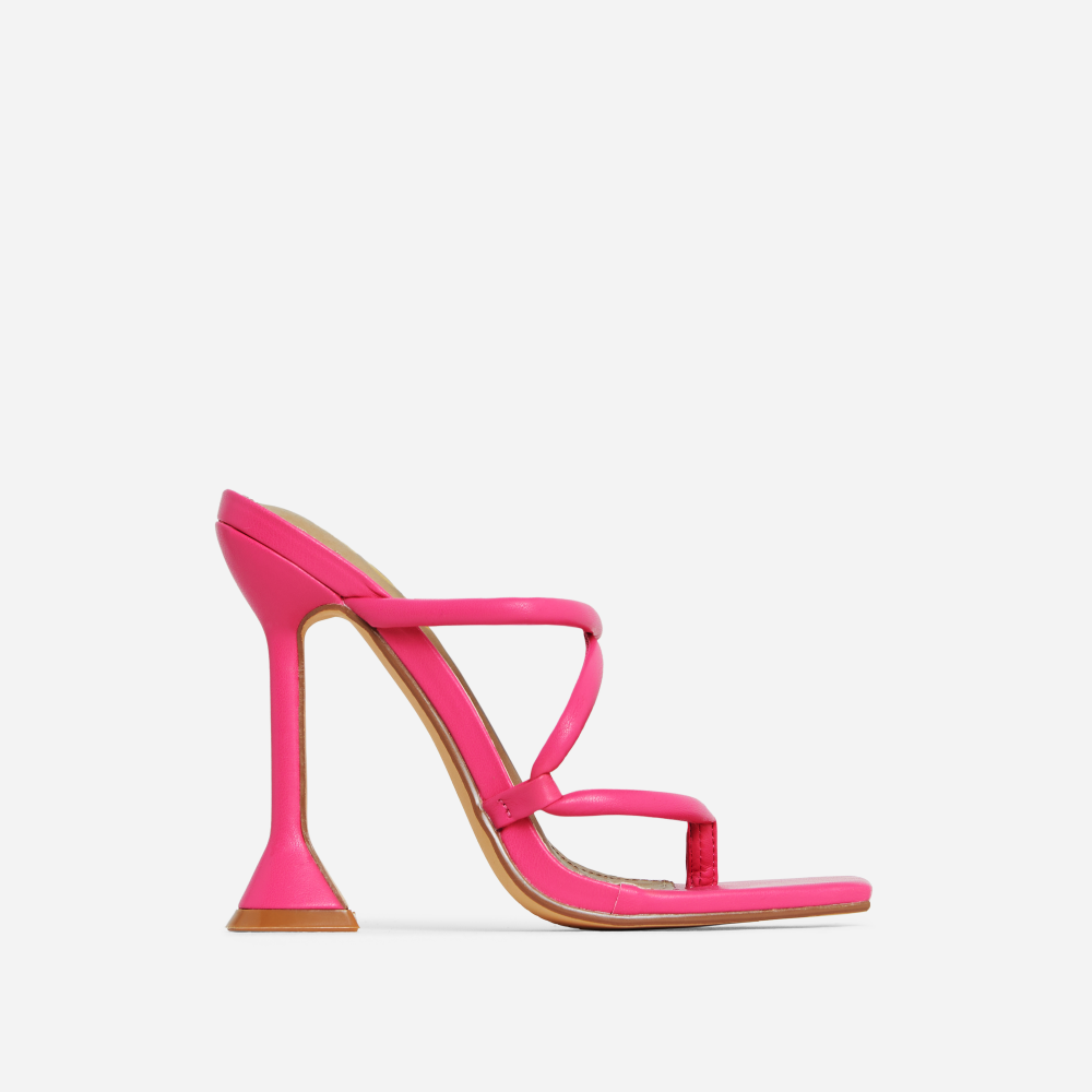 Cello Strappy Square Toe Sculptured Heel Mule In Pink Faux Leather | EGO