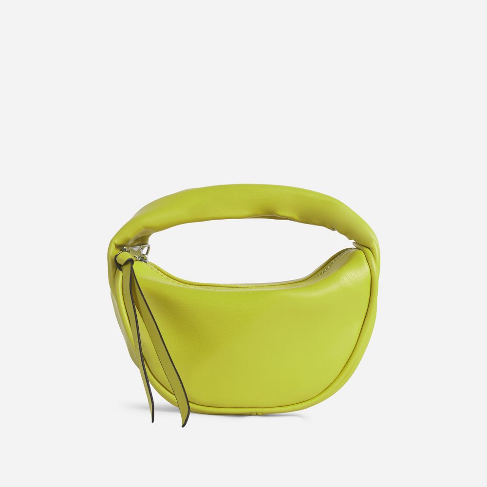 Jump Shaped Mini Grab Bag In Lime Green Faux Leather