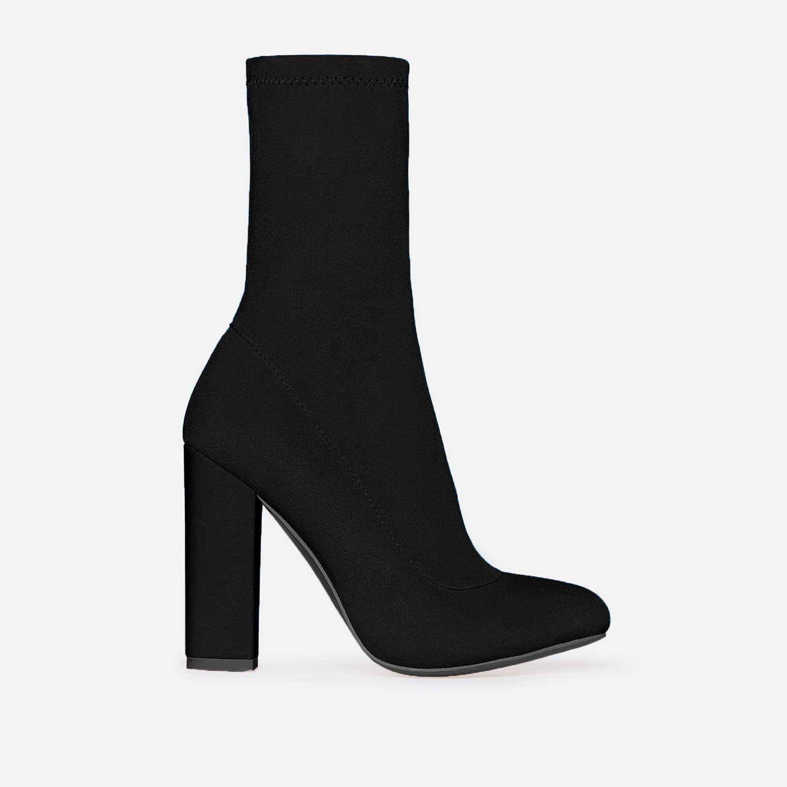 black high heel lycra sock boots