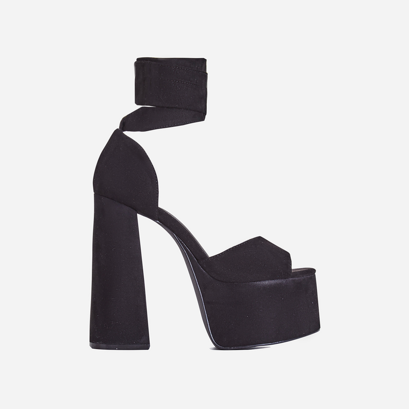 toffee perspex platform block heel in white